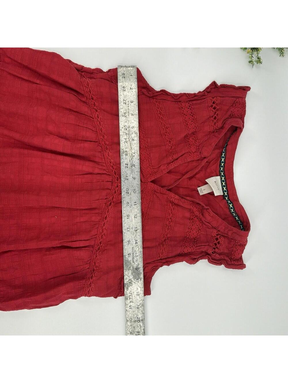 Knox Rose Dusty Red Tiered V Neck Sundress Size L - Picture 2 of 3